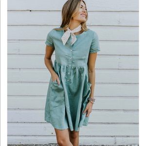 NWT sage blue babydoll dress